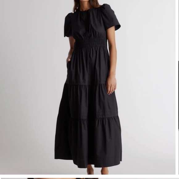 Quince Dresses & Skirts - Quince 100% organic cotton tiered black maxi dress size Large, Medium Navy NWT
